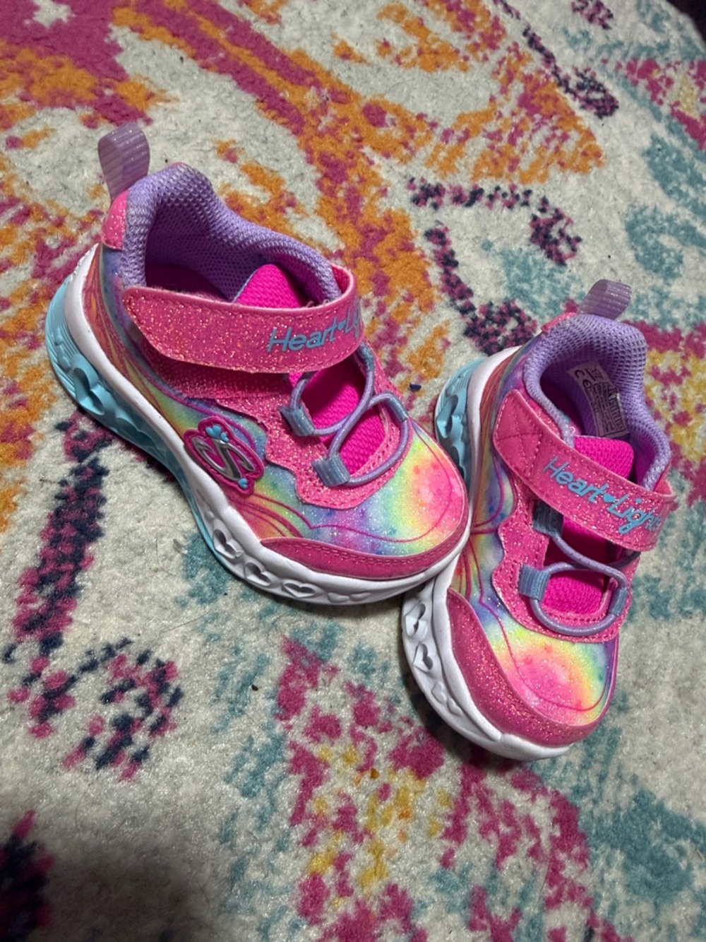 Skechers Kids Pink Rainbow Light-Up Sneakers